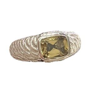 Judith Ripka Sterling Silver CZ & Citrine Ring Size 10